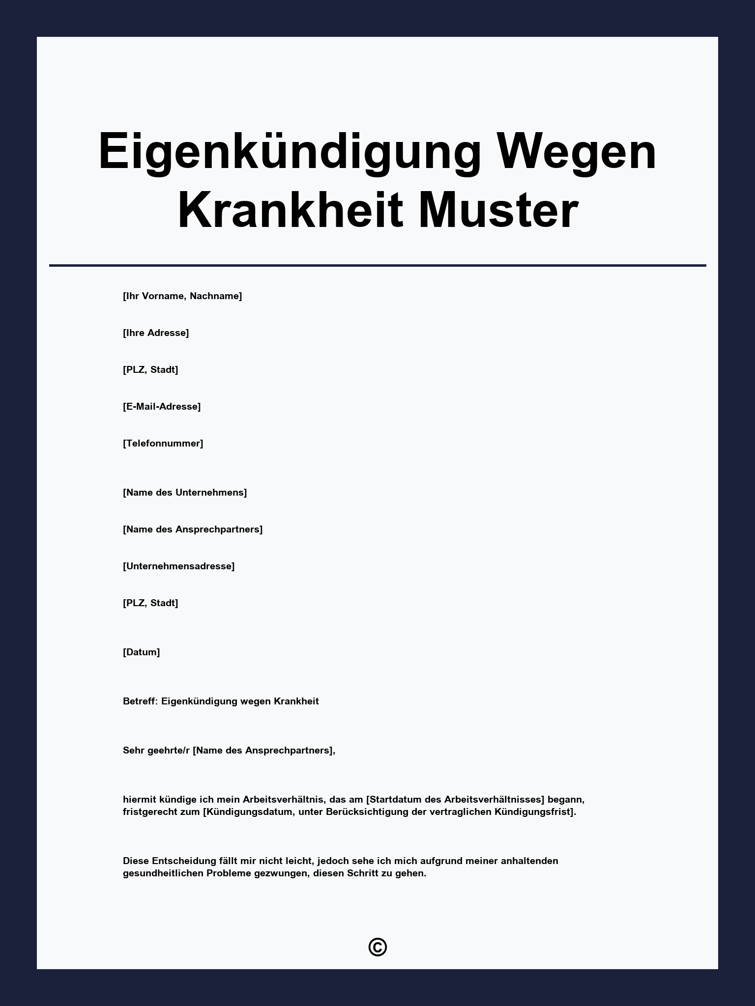 Eigenkündigung Wegen Krankheit Muster
