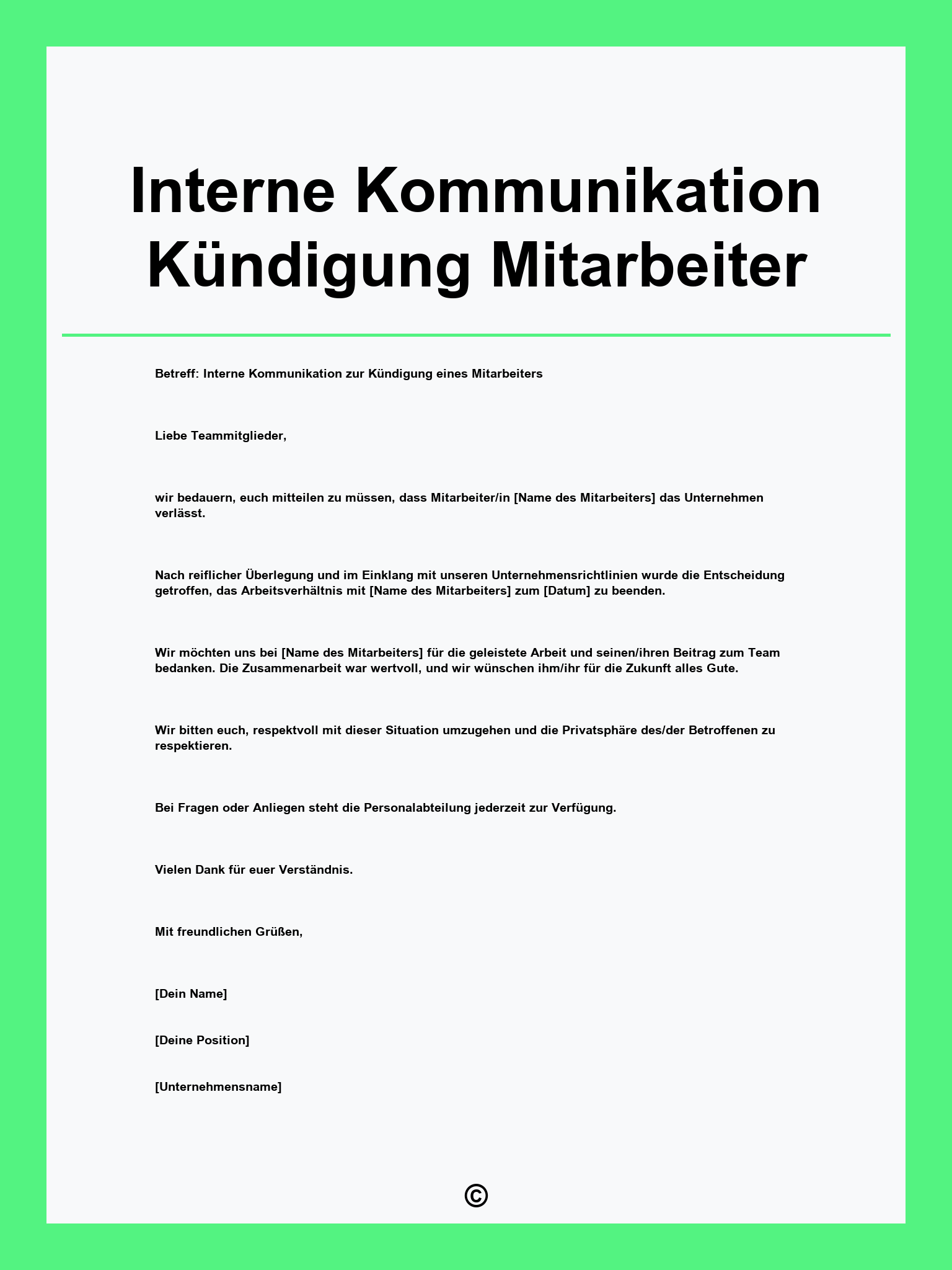 Interne Kommunikation Kündigung Mitarbeiter