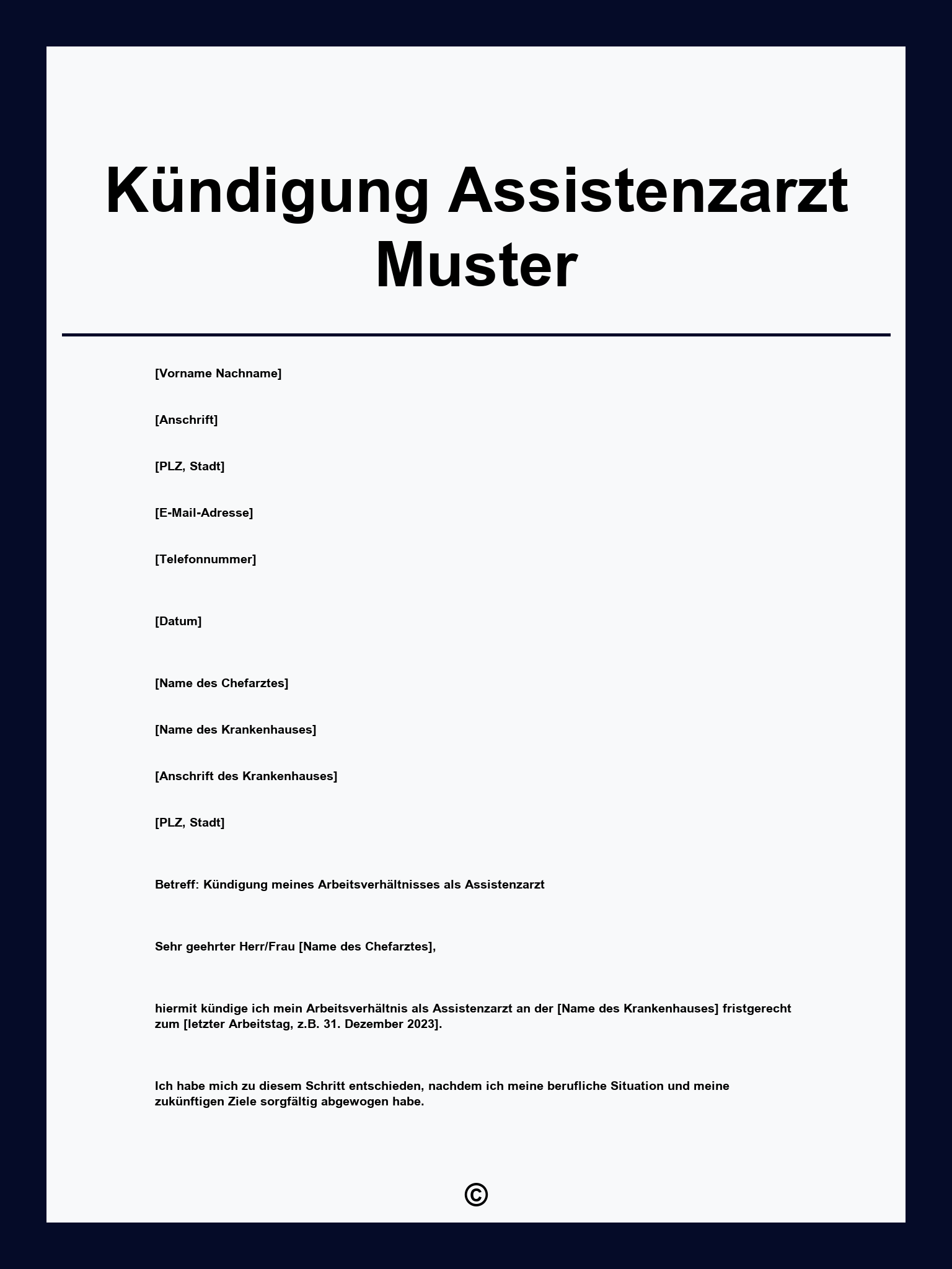 Kündigung Assistenzarzt Muster