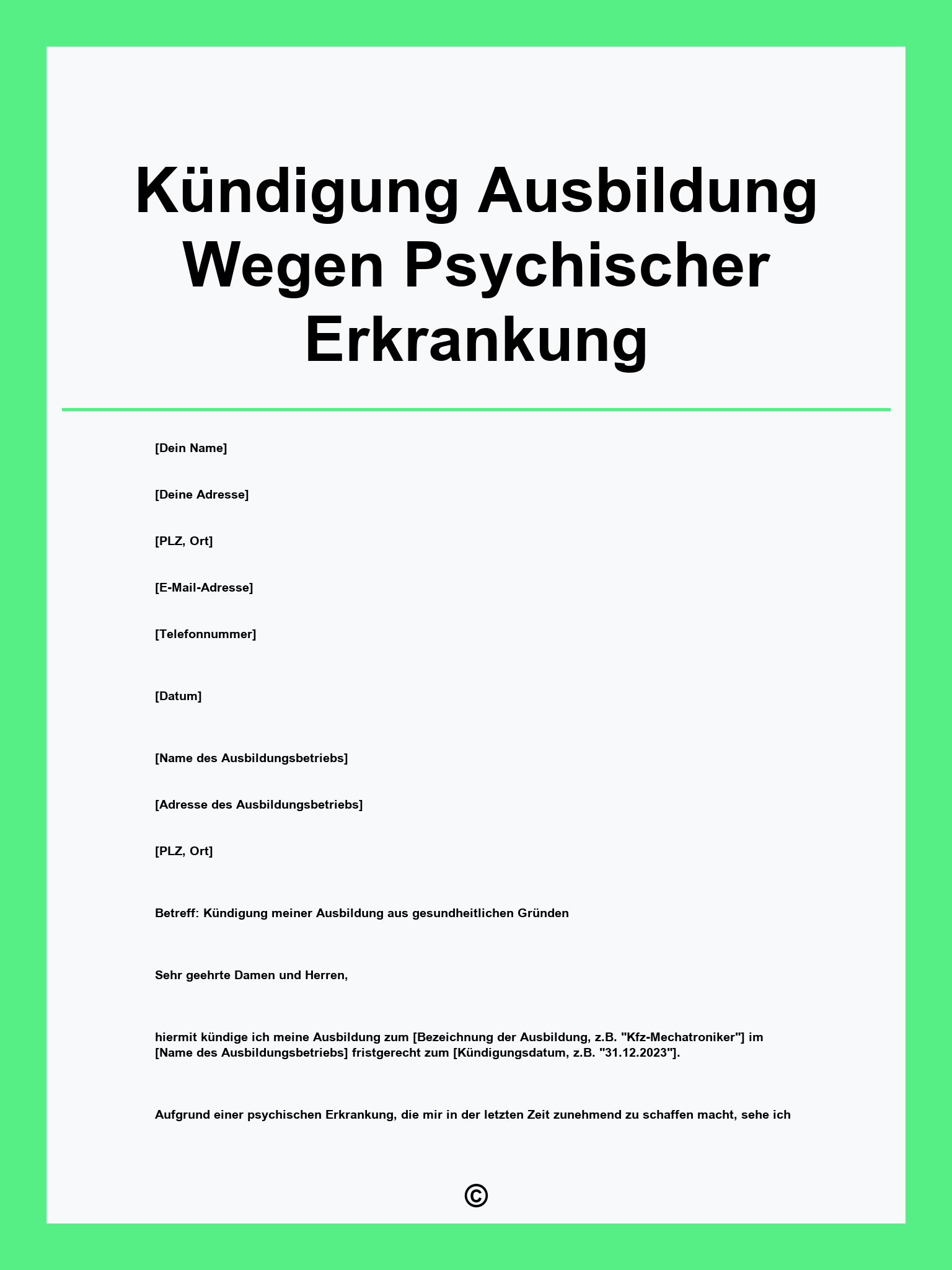 Kündigung Ausbildung Wegen Psychischer Erkrankung