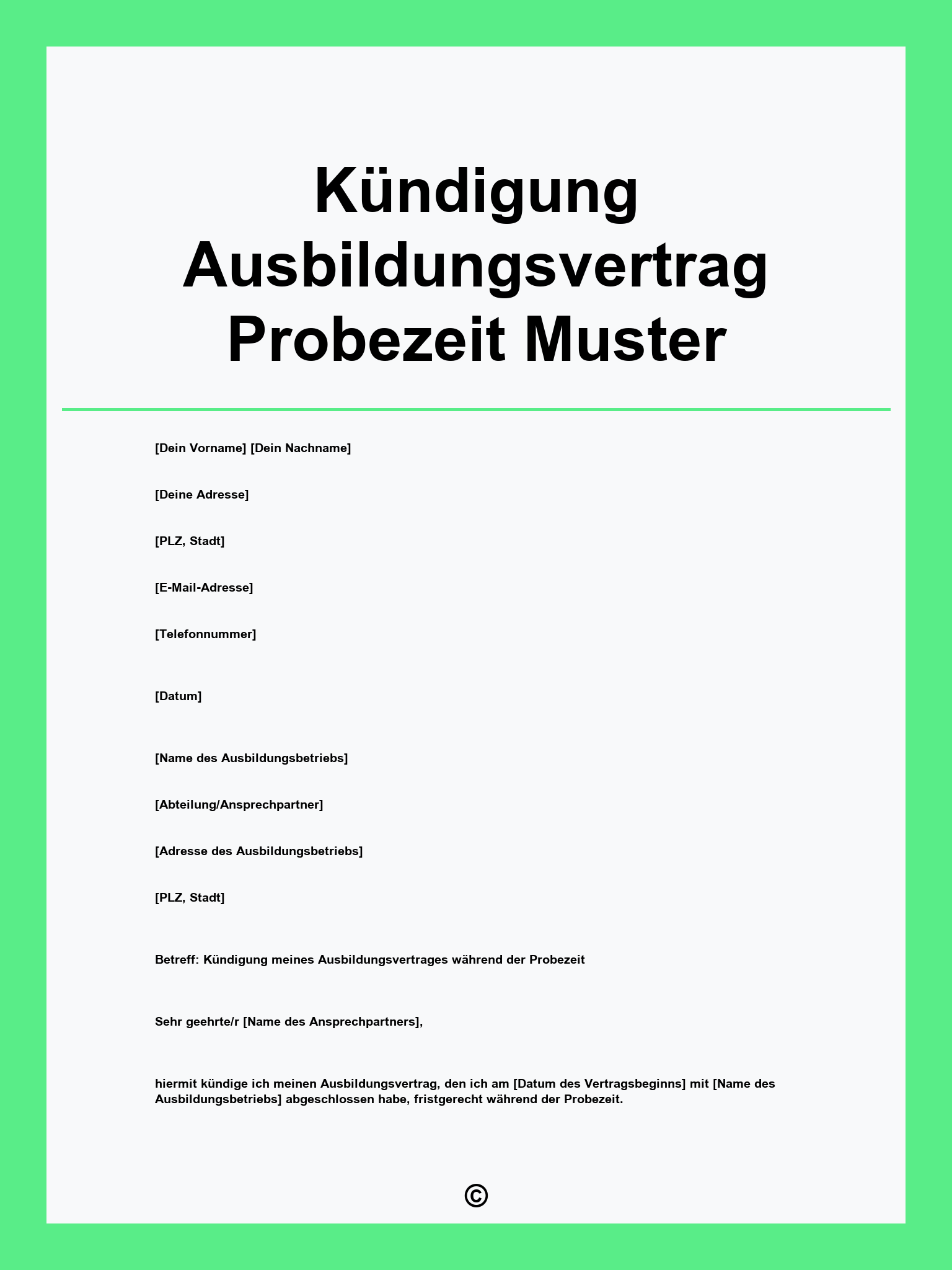 vorlage kündigung in der probezeit arbeitgeber