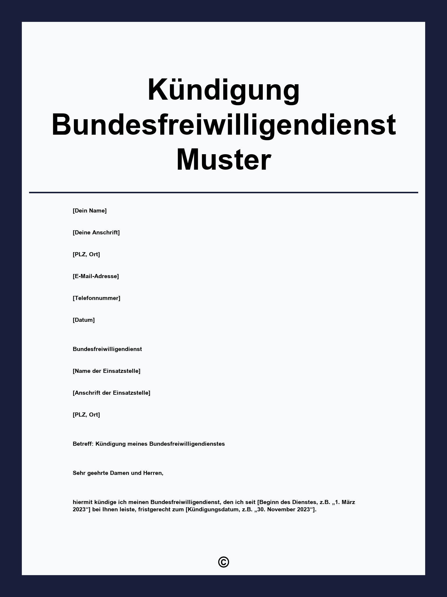 Kündigung Bundesfreiwilligendienst Muster