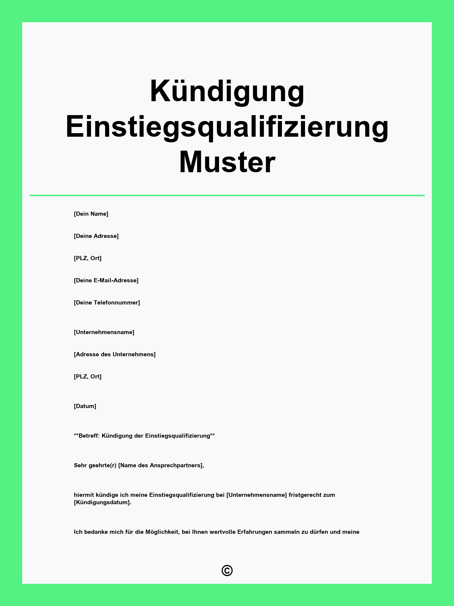 Kündigung Einstiegsqualifizierung Muster
