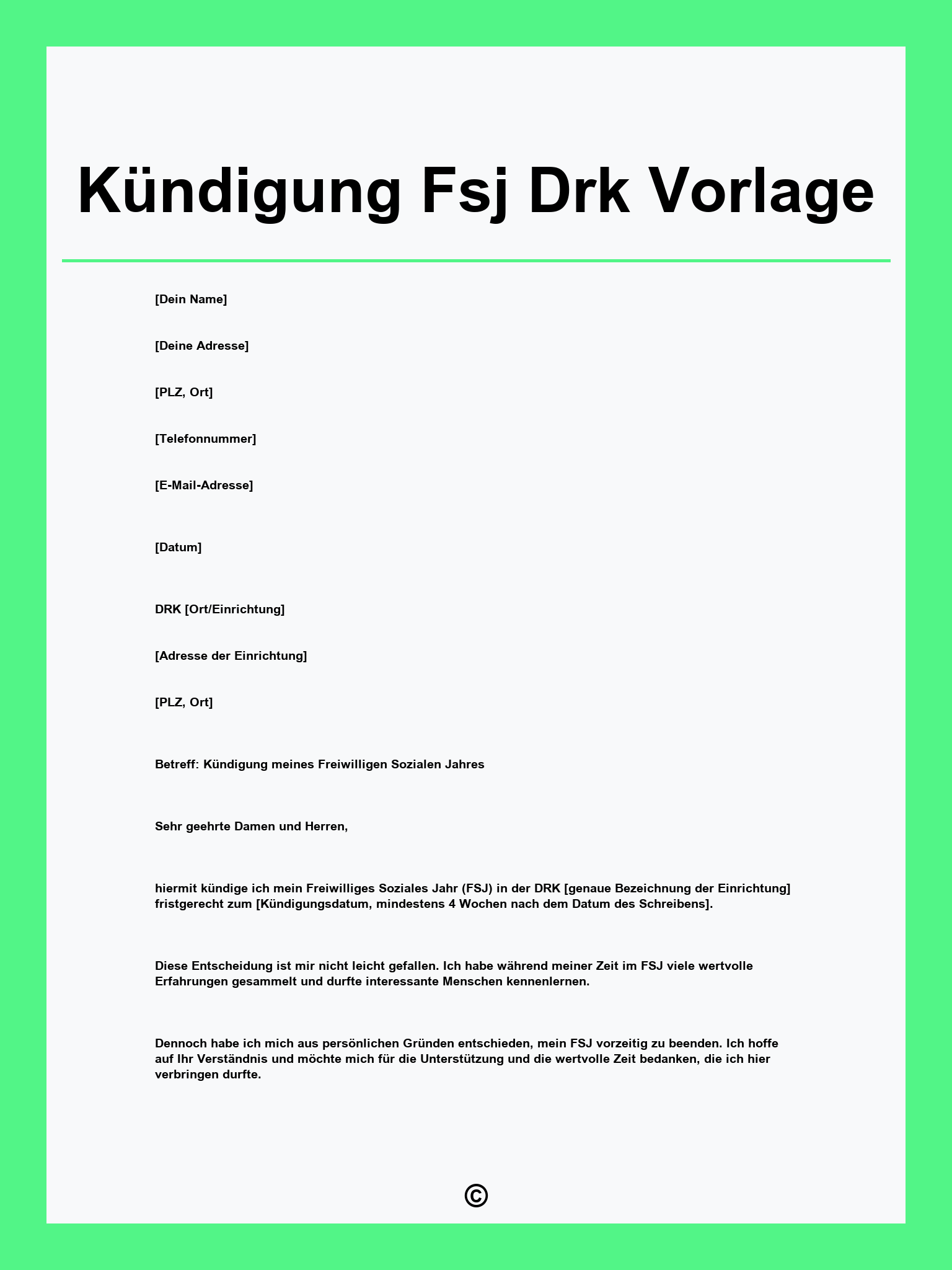 Kündigung Fsj Drk Vorlage