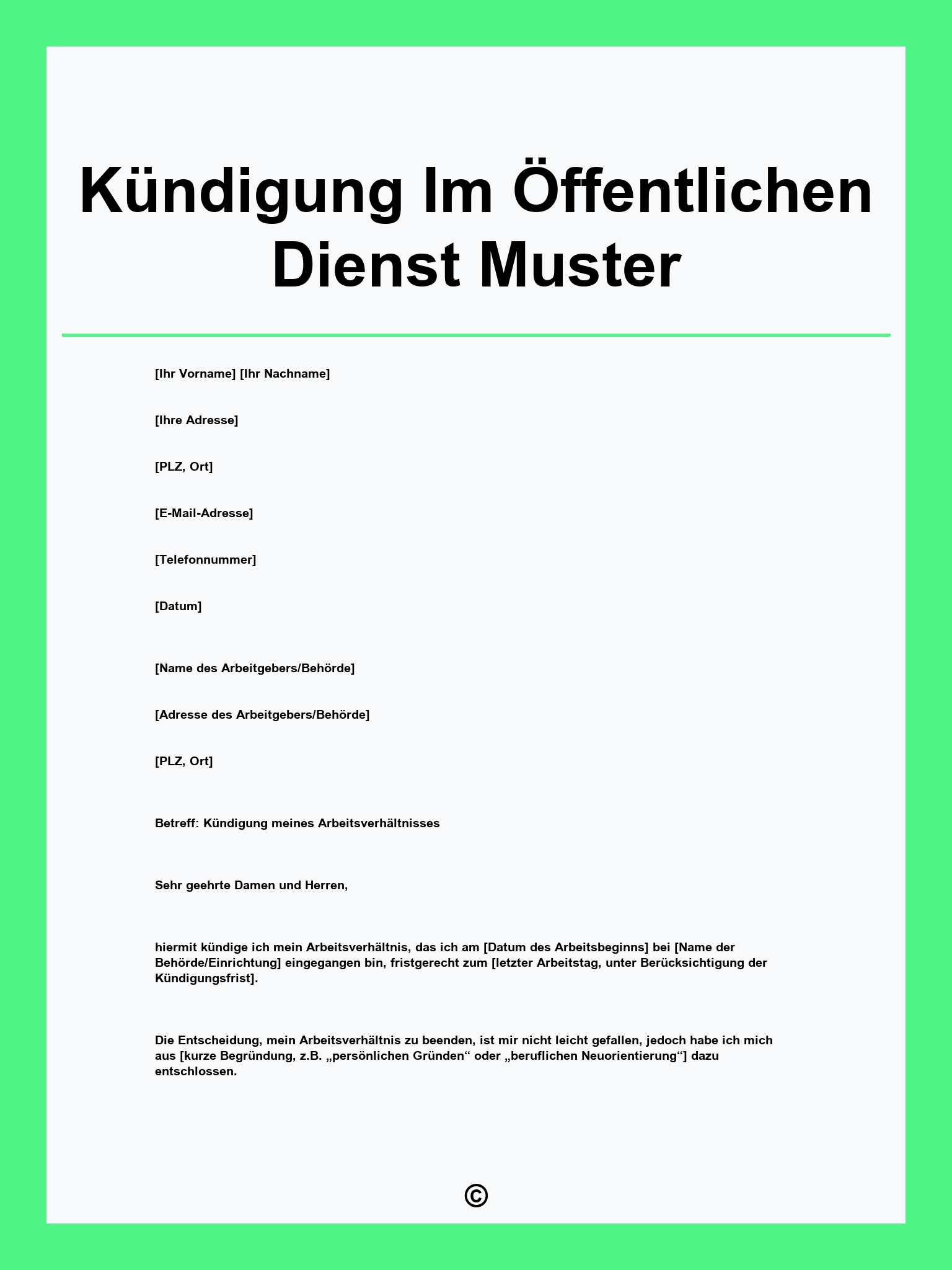 Kündigung Im Öffentlichen Dienst Muster