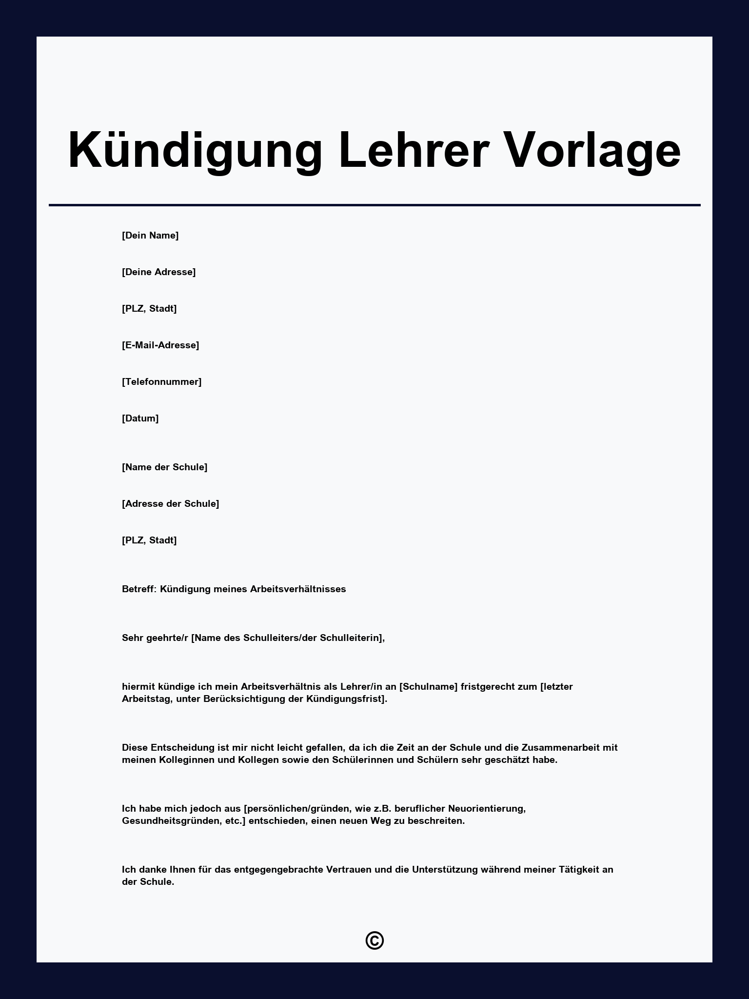 Kündigung Lehrer Vorlage