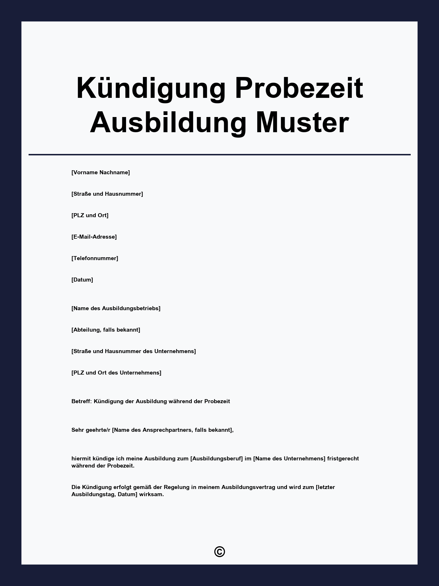 Kündigung Probezeit Ausbildung Muster