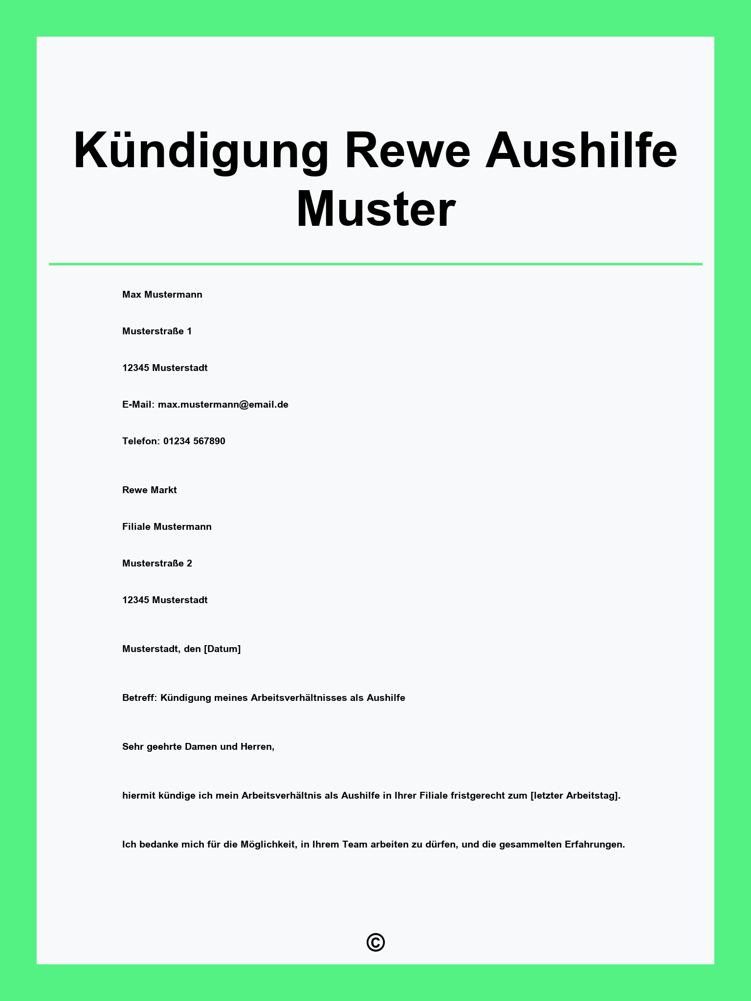 Kündigung Rewe Aushilfe Muster