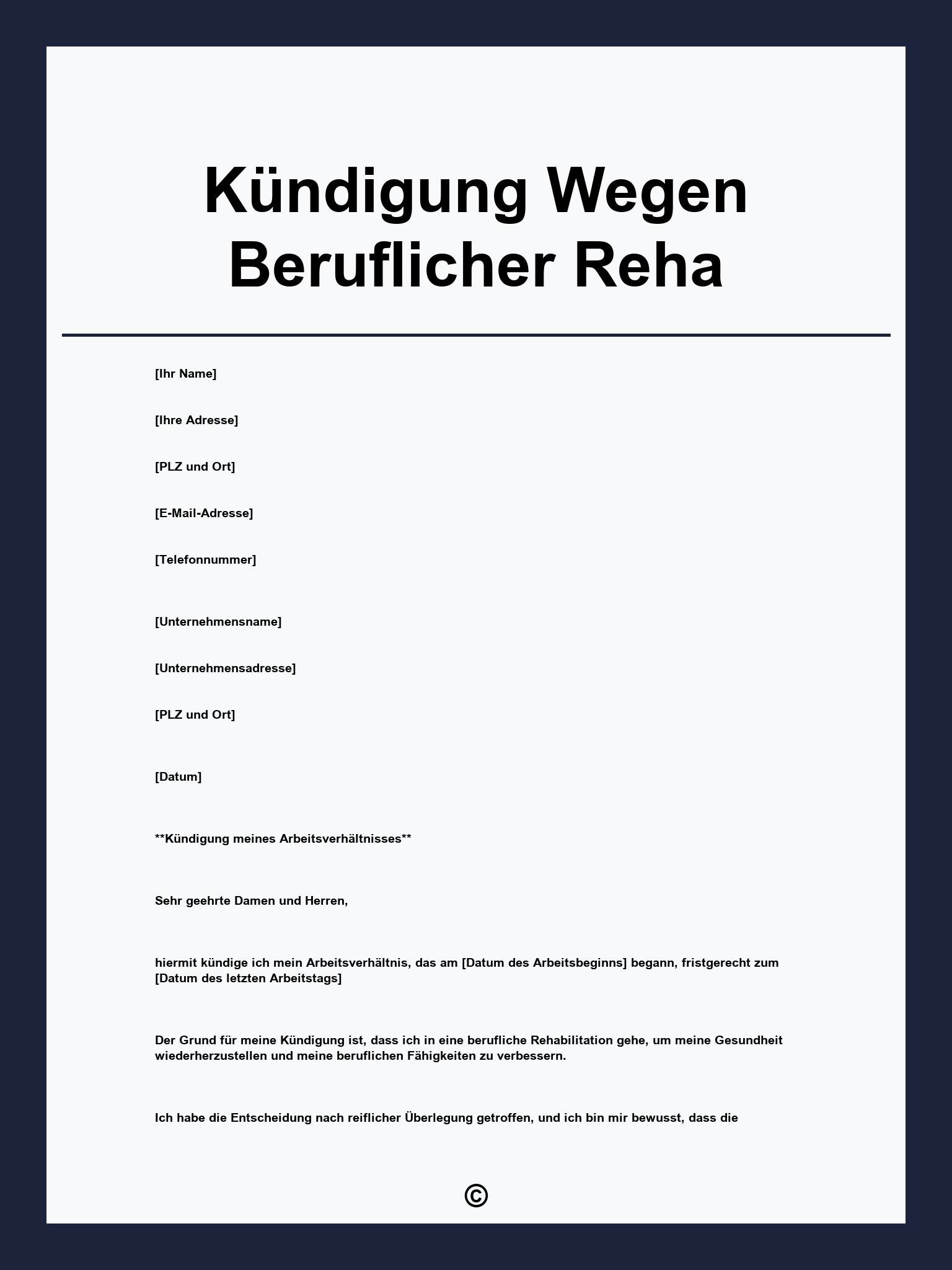 Kündigung Wegen Beruflicher Reha