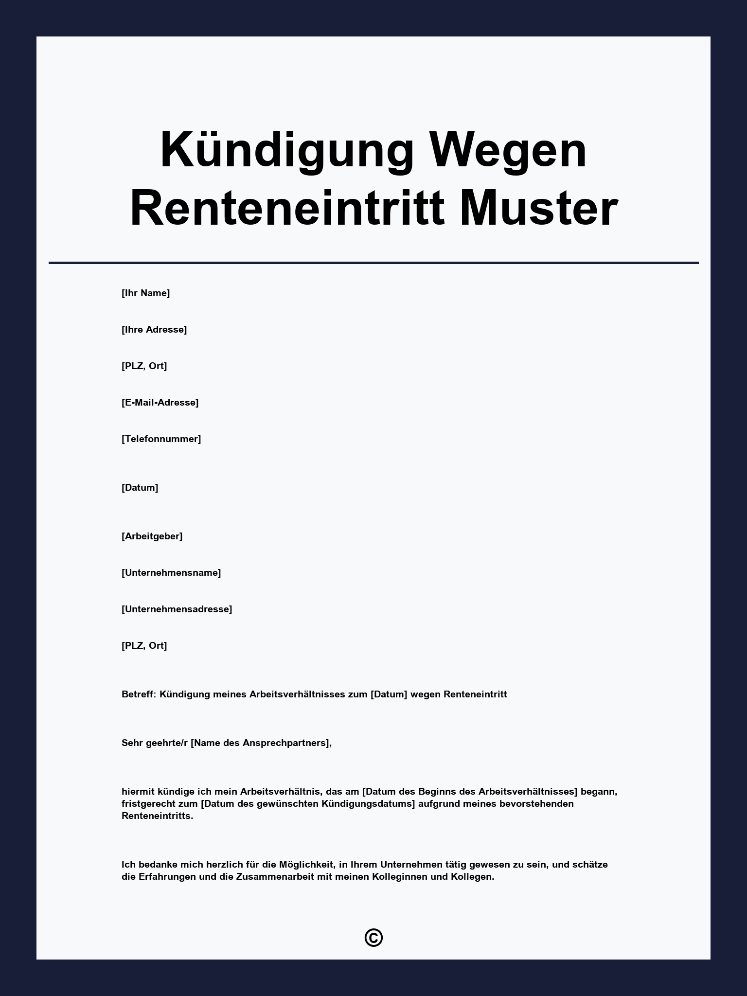 Kündigung Wegen Renteneintritt Muster