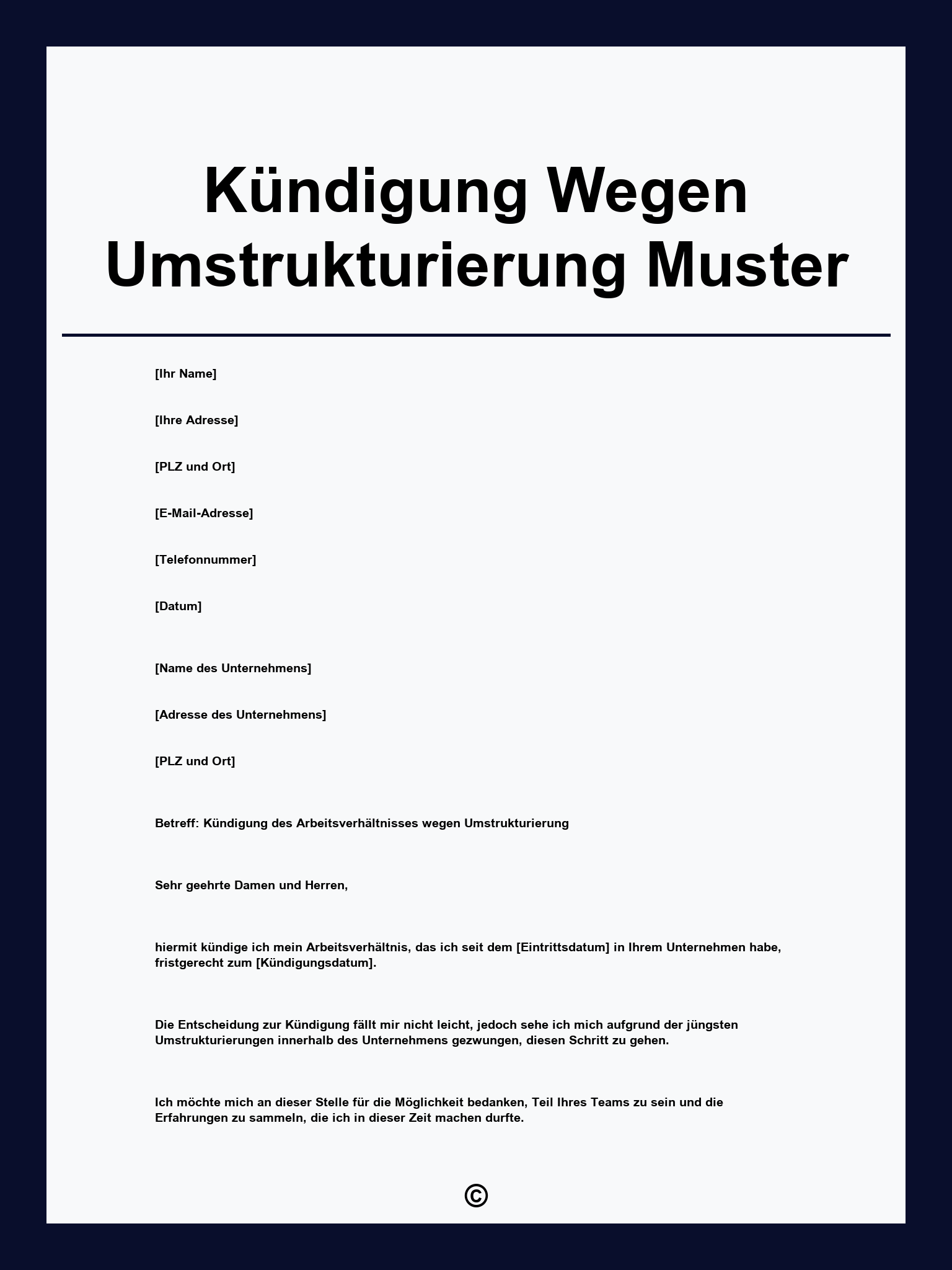 Kündigung Wegen Umstrukturierung Muster