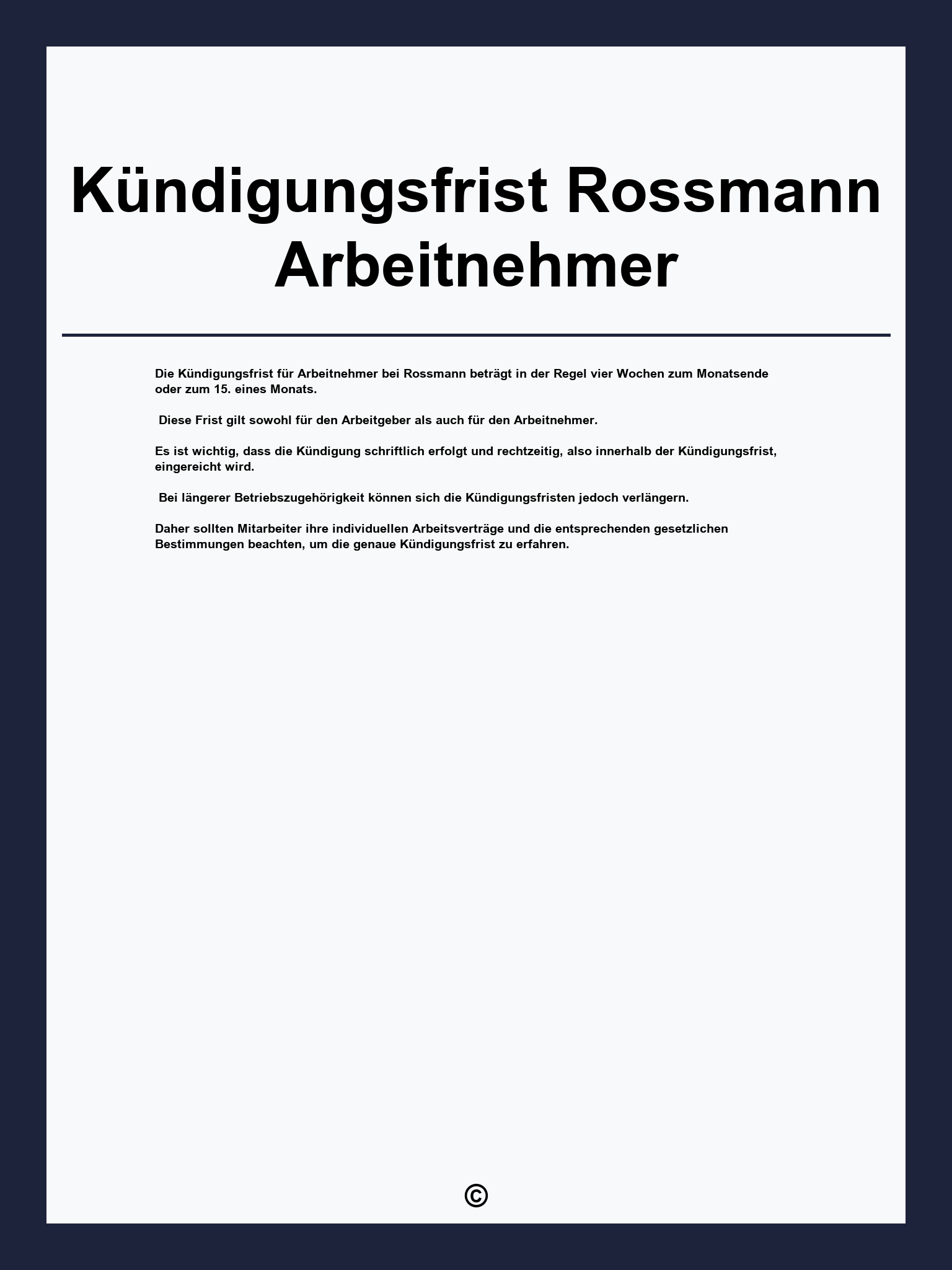 Kündigungsfrist Rossmann Arbeitnehmer