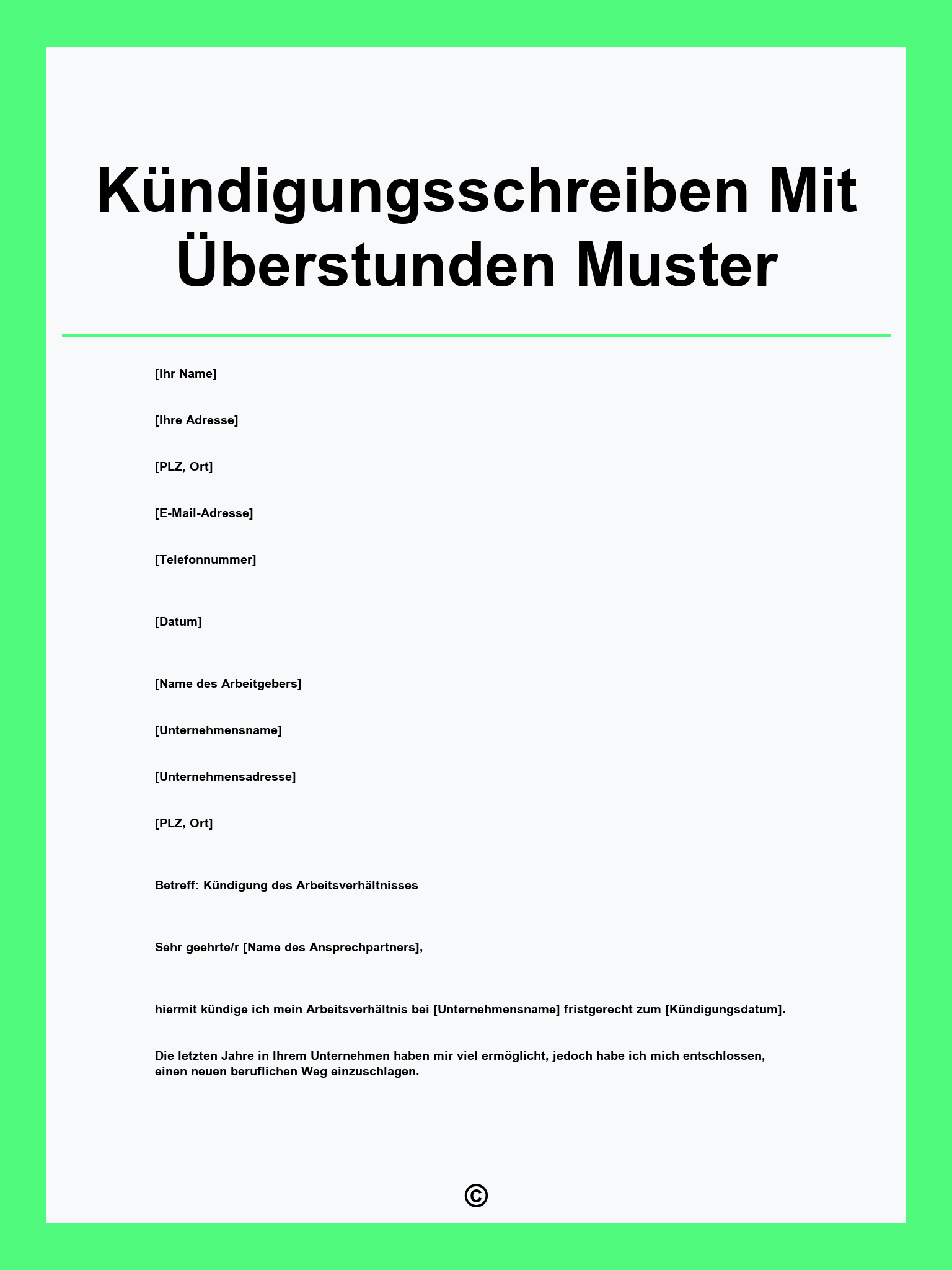 Kündigungsschreiben Mit Überstunden Muster
