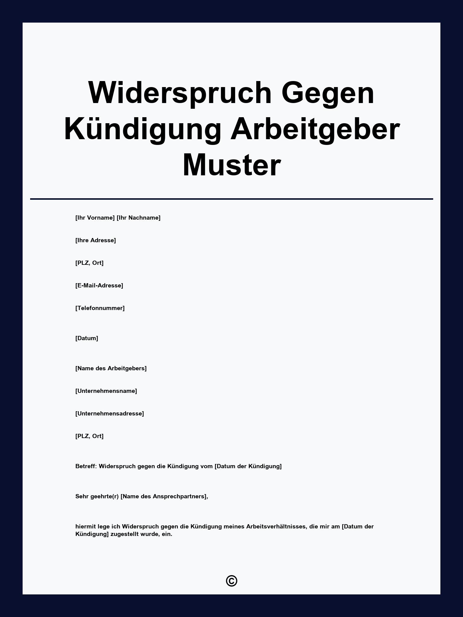 Widerspruch Gegen Kündigung Arbeitgeber Muster