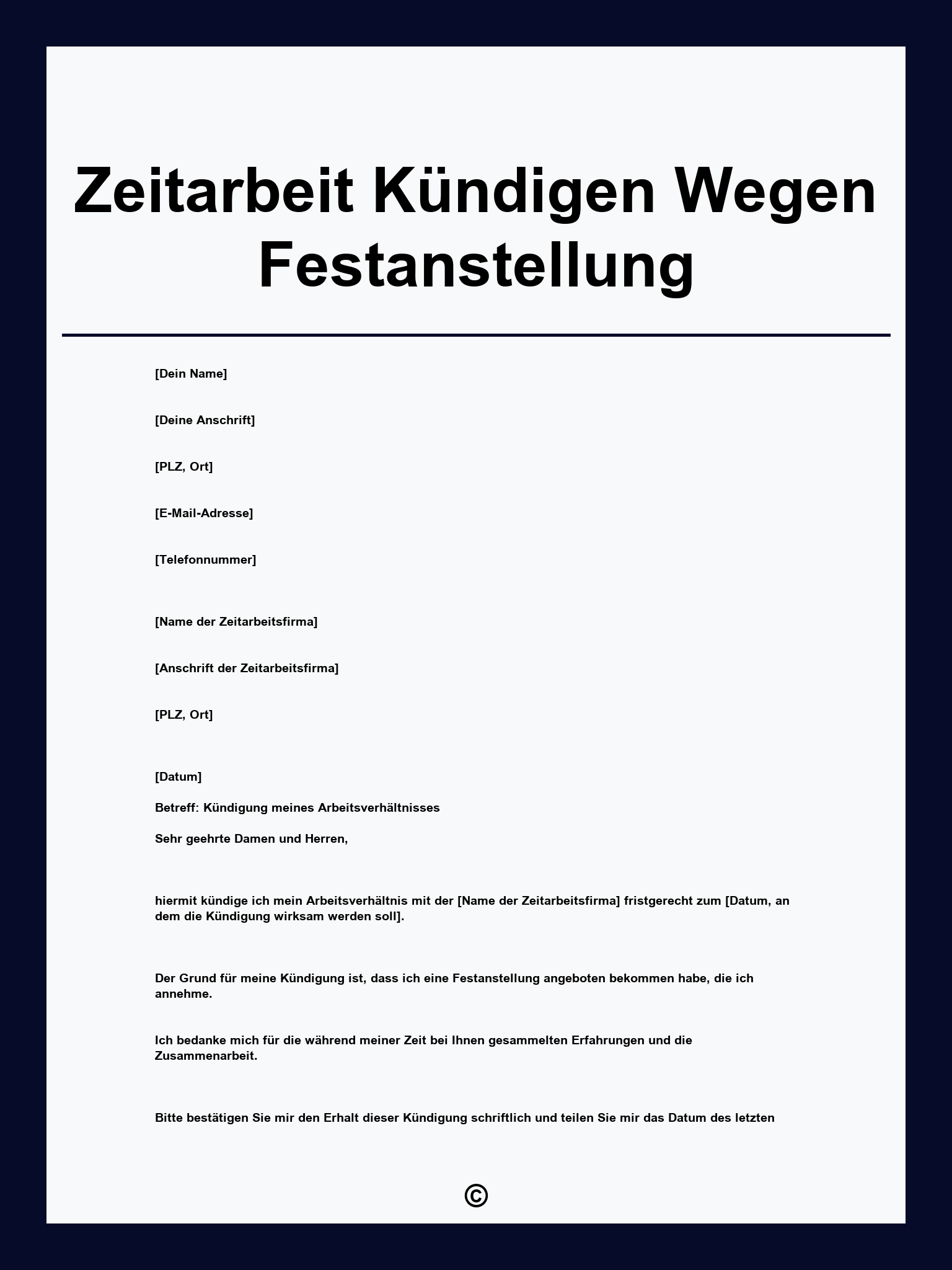 Zeitarbeit Kündigen Wegen Festanstellung